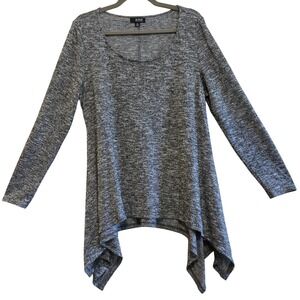 ANA, A New Approach, Women's XL Grey Marled Sharkbite Hem Long Sleeve Tunic Top